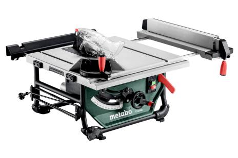 Metabo TS254MSET table saw on white background fully assembled with fence and blade